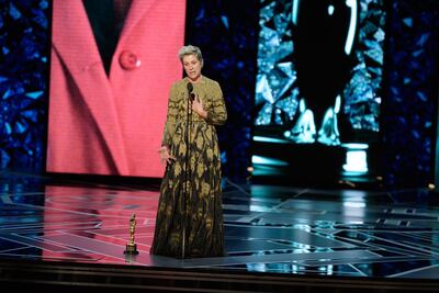 Frances McDormand accepting the Oscar for best performance by an actress in a leading role for work on 'Three Billboards Outside Ebbing, Missouri'. EPA