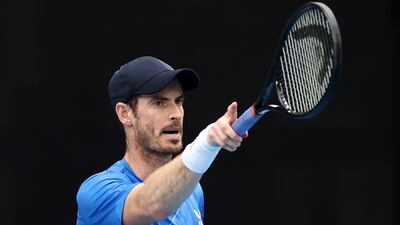 Andy Murray during his Australian Open first round match against Nikoloz Basilashvili at Melbourne Park. Getty