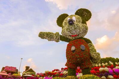 The 18-metre floral Mickey Mouse in Dubai Miracle Garden won the world record for the tallest topiary sculpture in 2018. Photo: Guinness World Records