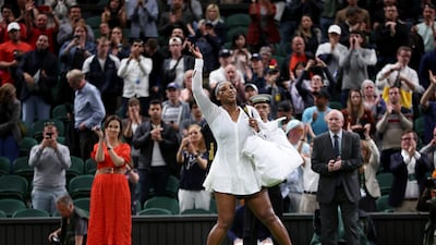 Serena Williams of the United States waves to the crowd after losing against Harmony Tan of France during their first-round match on day two of Wimbledon at All England Lawn Tennis and Croquet Club on June 28, 2022 in London, England. Getty Images