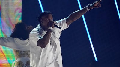 Moneybagg Yo performs at the BET Awards. AP
