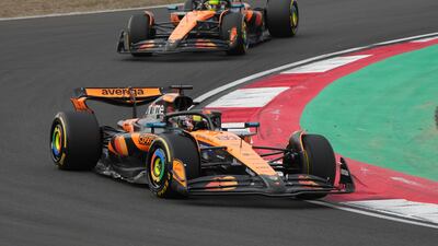 McLaren driver Oscar Piastri of Australia steers his car. AP
