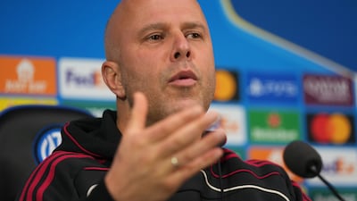 Liverpool manager Arne Slot speaks during a press conference in Milan. AP Photo