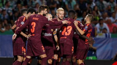 Barcelona kept up their 100 per cent winning start to the season with a 1-0 win over Sporting in Lisbon in the Uefa Champions League on Wednesday. Pedro Nunes / Reuters
