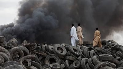 The smoke trail from the blaze in Al Qusais industrial area was visible well into the neighbouring emirate of Sharjah.