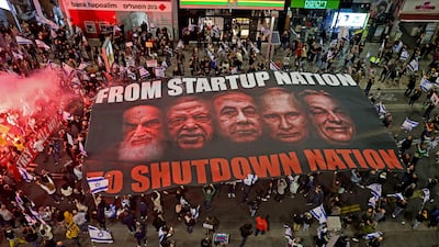 Israelis protests against controversial legal reforms by the country's hard-right government in Tel Aviv. AFP
