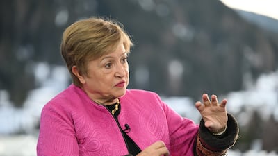 Kristalina Georgieva, managing director of the International Monetary Fund, during a TV interview. Bloomberg