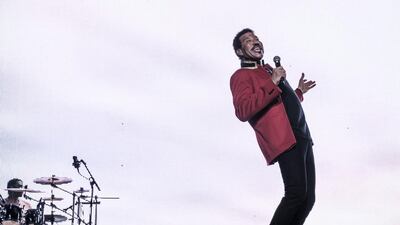 Appearing at du Arena on Saturday night, Lionel Richie was onstage moments after the billed 9pm start, leading his virtuoso five-piece band through an energetic Running With the Night, markedly rockier than the 1983 original. Waleed Shah for The National