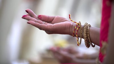 The shilanyas vidhi of the first traditional Hindu temple in the UAE is performed in the holy presence of His Holiness Mahant Swami Maharaj, the spiritual leader of BAPS Swaminarayan Sanstha.