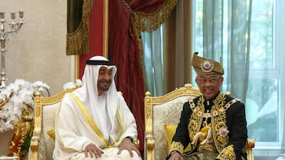 Sheikh Mohamed bin Zayed attends the coronation ceremony in Kuala Lumpur. Ministry of Presidential Affairs