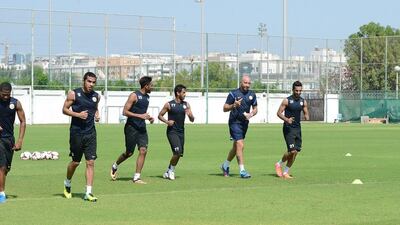 Walter Zenga, second from right, trains with Al Jazira shortly after taking over managing duties for the club. Photo courtesy Al Jazira Club