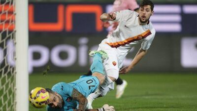 Mattia Destro, right, scores to salvage a point from Roma in their Serie A clash with Palermo. Marcello Paternostro/AFP