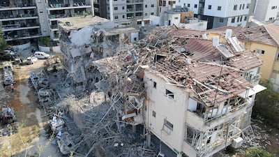 Damaged buildings hit by an Iranian missile in the Israeli city of Ramat Gan, near Tel Aviv. AFP