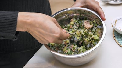 The filling of Tunisian brik. Victor Besa / The National