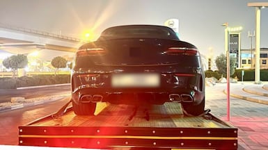 Police seized the vehicle for 60 days and issued a fine and penalty points to the driver after the stunt. Photo: Dubai Police / X