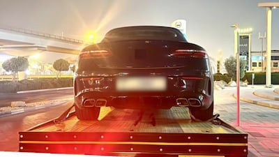 Police seized the vehicle for 60 days and issued a fine and penalty points to the driver after the stunt. Photo: Dubai Police / X