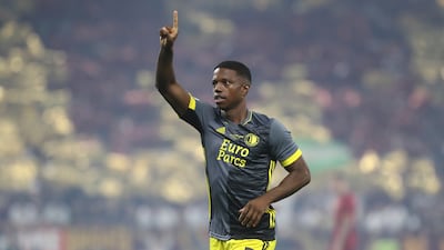 Feyenoord's Tyrell Malacia during the Europa Conference League final against AS Roma in Tirana, Albania, on May 25, 2022. AP