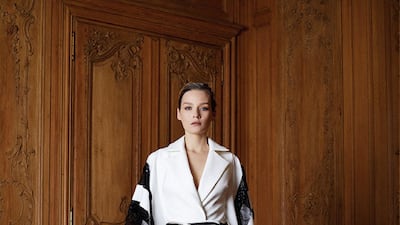 A crepe jumpsuit with sequin and lace detail