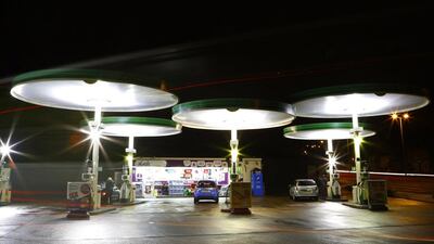 Cars are seen at the Grade II listed BP petrol station designed by Eliot Noyes in the 1960s at Birstall, central England. Darren Staples / Reuters