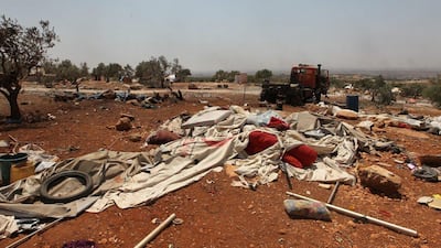 Damaged tents for displaced people are pictured after air strikes on the outskirts of the rebel-held town of Atareb in Aleppo province on August 4, 2016. Ammar Abdullah/Reuters