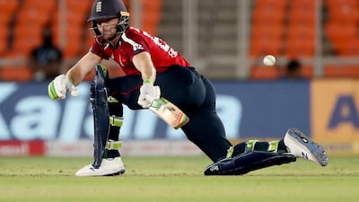 England's Jos Buttler during his match-winning knock of 83. PA