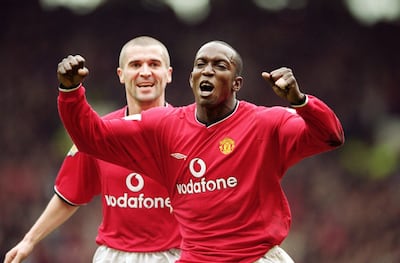 Dwight Yorke scored 66 goals during his four years as a Manchester United player. Getty Images