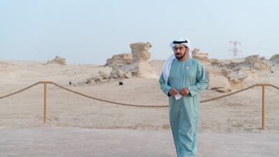 Sheikh Hamdan enjoys a tour of the vast fossil dunes site, spread over 7 sq km.