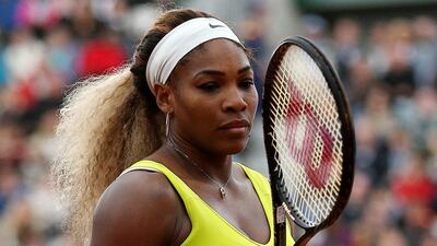 Serena Williams reacts during her loss at the French Open to Garbine Muguruza. Matthew Stockman / Getty Images / May 28, 2014