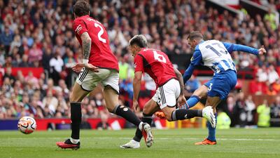 Pascal Gross scores Brighton's second goal. Getty