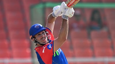 Delhi Capitals' Mitchell Marsh hits out. AFP