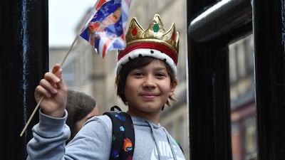 A crowned flag-waver at St Giles' Cathedral. PA