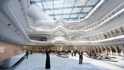 The atrium of the ME by Melia hotel in Business Bay, designed by the late Zaha Hadid. Courtesy Melia