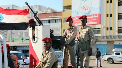 Southern troops patrol during a rally calling for South Yemen’s independence in the southern port city of Aden, on December 25. EPA