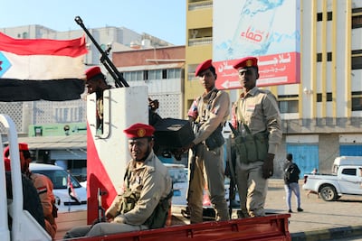 Southern forces patrol during a rally calling for South Yemen's independence in Aden. EPA