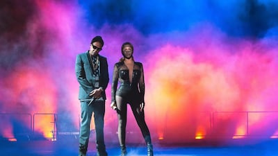Jay Z and Beyonce perform during the On the Run tour at Citizens Bank Park in Philadelphia. AP