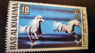 Horses have a special place in Arabian culture and have made their way onto stamps such as this one, displayed at the RAK Heritage Corner at The Ritz-Carlton, Ras Al Khaimah, Al Wadi Desert. Courtesy Ritz-Carlton