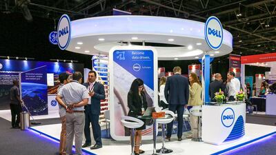 Above, the Dell booth. Victor Besa for The National