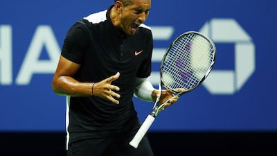 Nick Kyrgios reacts during his loss to Andy Murray in the first round of the US Open on Tuesday in New York City. Clive Brunskill / Getty Images / AFP / September 1, 2015