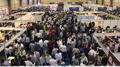Pakistani job seekers descend on a careers fair, in Karachi, sponsored by the Pakistani embassy in Abu Dhabi and the Pakistan Engineering Council. Photo Courtesy-Pakistan Engineering Council.