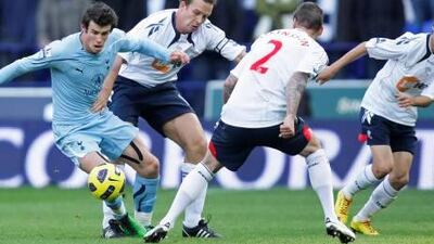 Kevin Davies, centre, scored two and had a hand in two more Bolton goals against Tottenham.