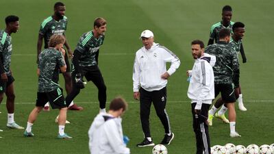 Real Madrid's Italian manager Carlo Ancelotti during training. AFP