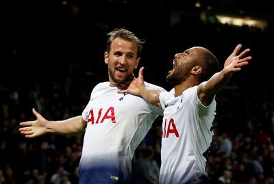 Harry Kane, left, opened the scoring for Tottenham before Lucas Moura punished the hosts with a further two goals. Reuters