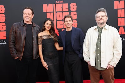 Mike & Nick & Nick & Alice cast members Vince Vaughn, Eiza Gonzalez and James Marsden with director BenDavid Grabinski. Reuters