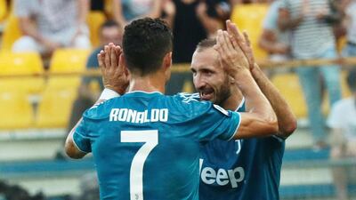Chiellini is congratulated by Ronaldo. EPA