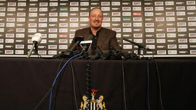 Newcastle United manager Rafael Benitez addresses the media after agreeing to stay on at the club. Lee Smith / Reuters