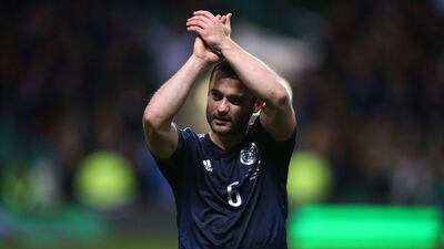Scotland's Shaun Maloney applauds supporters after his side's win over Ireland in Euro 2016 qualifiers on Friday. Ian MacNicol / AFP / November 14, 2014