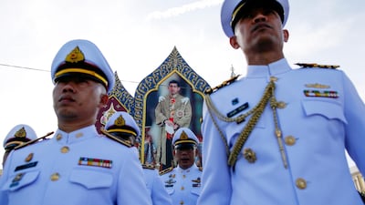 Thai senior officials attend the coronation ceremony of Thai King Maha Vajiralongkorn Bodindradebayavarangkun outside the Grand Palace in Bangkok, Thailand. The elaborate three-day traditional coronation ceremony of Thai King Maha Vajiralongkorn is a formal ceremony to complete the monarch's accession to the throne. EPA