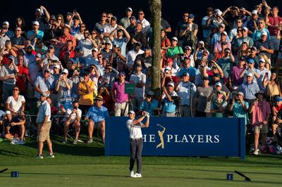 Rory McIlroy hits his tee shot on the 17th hole during the first round of The Players Championship at Sawgrass. USA Today