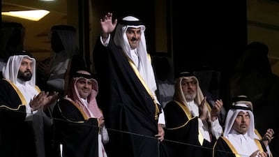 Qatar’s Emir Sheikh Tamim bin Hamad Al Thani during the opening ceremony at the Lusail Stadium. AP