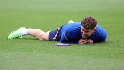 John Stones during training on the eve of the match against Scotland. Reuters